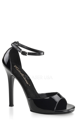 4 1/2\" Heel Black Patent Sandal