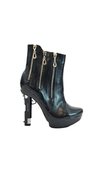 5\" Zippered Platform Ankle Boot With Handgun Heel