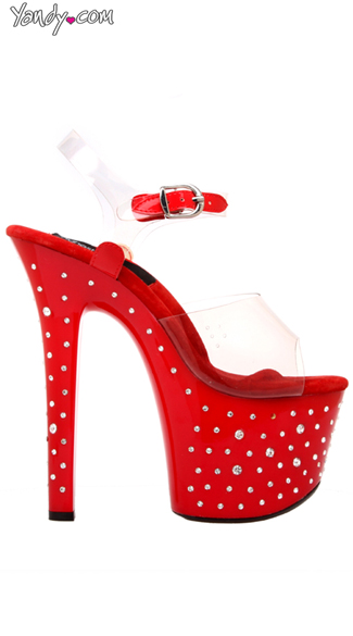 7\" Platform With Diamond Drilled Platform And Clear Vamp