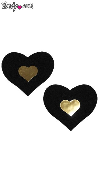 Black and Gold Heart Pasties