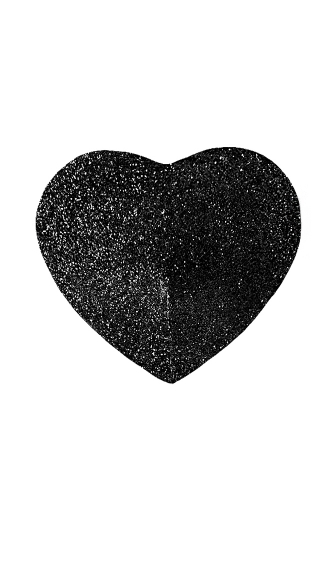 Black Heart Glitter Pasties, Breast Petal, Womens Pasties