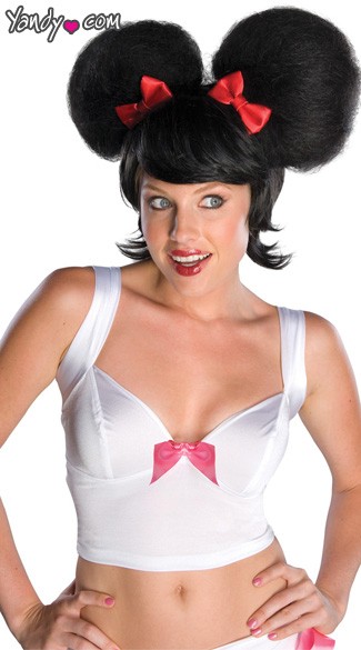 Harajuku Wig with 2 Buns, Japanese Girl Costume Wig, Asian Girl Wig, Geisha Costume Wig