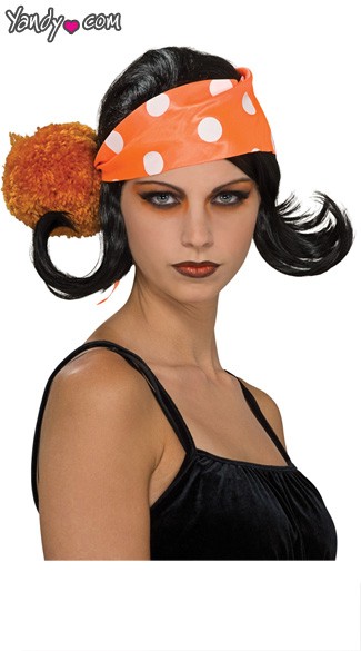 Harajuku Wig with Bandana, Asian Girl wig, Short Black Wig