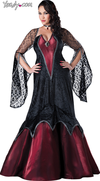 Plus Size Deluxe Vampire Costume, Plus Size Velvet Vampire Outfit, Plus Size Sexy Vampire Costume