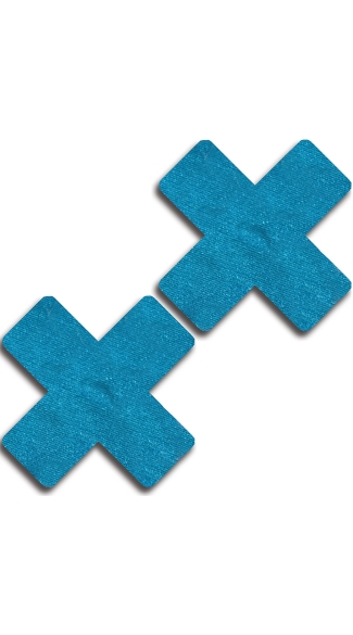 Solid Teal Cross Pasties, Teal X Pasties