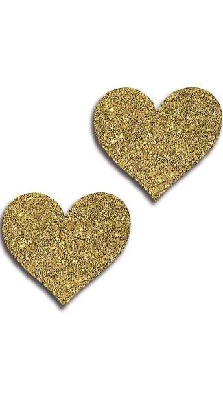 Gold Glitter Heart Pasties, Gold Heart Pasties