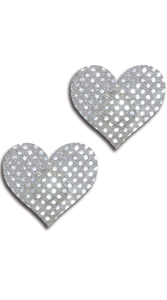 Silver Dot Heart Pasties, Silver Heart Pasties