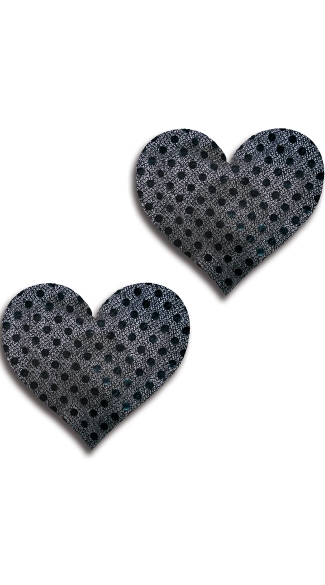 Black Dot Heart Pasties, Black Heart Pasties