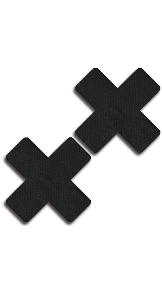 Satin Black Cross Pasties, Black Pasties, Cross Pasties
