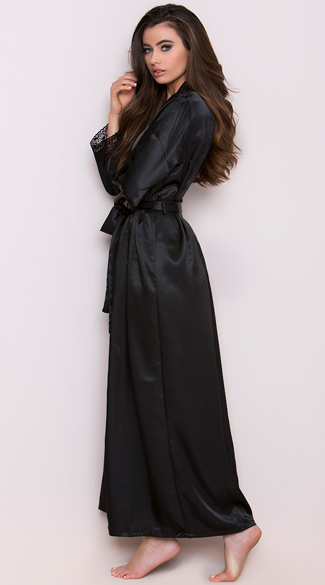 Long Satin And Lace Trimmed Robe Long Robes For Women Sexy Robes