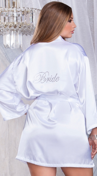 Plus Size White Satin Robe With Rhinestone Bride Plus Size Bridal Robe Plus Size Satin Robe 1384