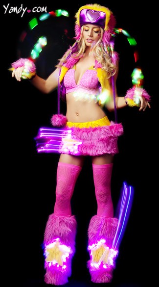Shining Star Raver Set, Faux Fur Raver Set, Star Print Rave Costume