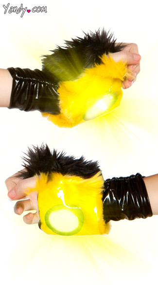 Light Up Faux Fur Gloves, Light Up Gloves, Fingerless Fur Gloves