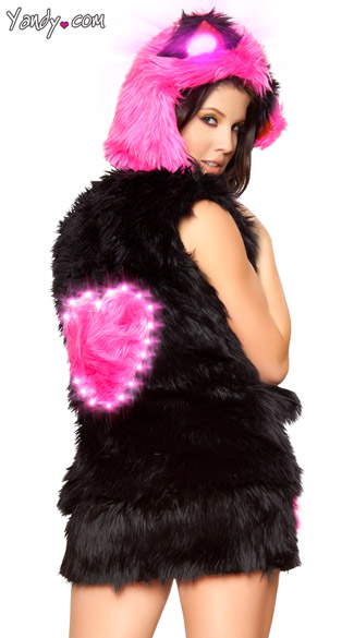 Light Up Heart Faux Fur Vest, Heart Vest, Furry Vest, Furry Clothes
