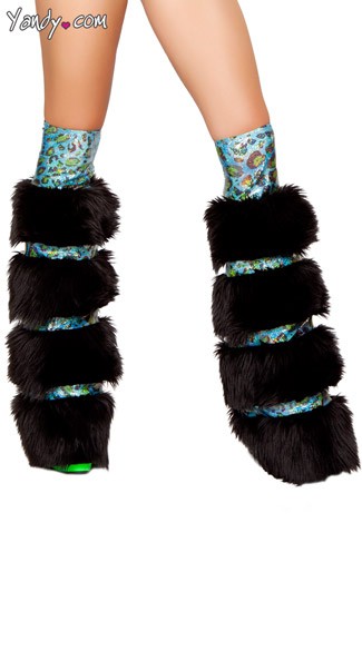 Faux Fur Metallic Legwarmers, Striped Fur Legwarmers, Animal Print Metallic Legwarmers