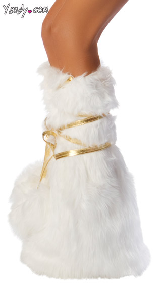 Deluxe Unicorn Legs, White Faux Fur Legs, White and Gold Costume Leg Warmers