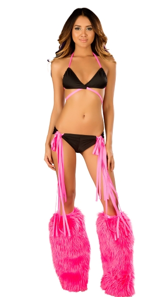 Wrap Around Dance Set and Legwarmers, Bra and Short Set, Triangle Top and Short Dance Wear