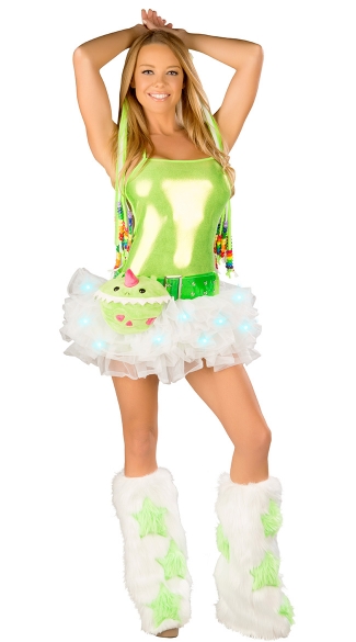 EDM Raver Set, EDM Outfit, Green Rave Romper Set, Metallic Romper Outfit