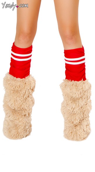Red Sporty Legwarmers, Red Costume Leg Warmers, Faux Fur Hamster Legwarmers