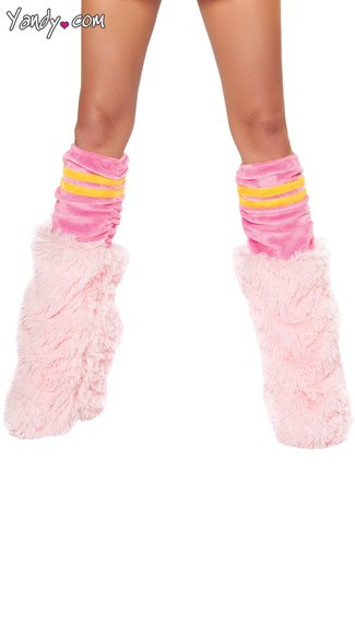 Piggy Legwarmers, Pink Pig Leg Warmers, Pink Shag Legwarmers
