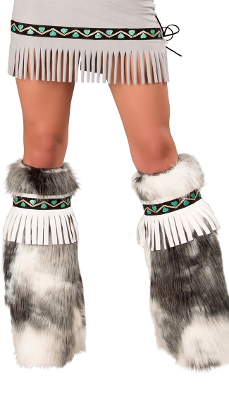 Furry Eskimo Fringe Legwarmers, Sexy Eskimo Leg Warmers, Eskimo Costume Accessory
