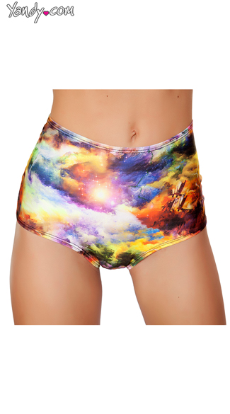 High Waisted Galaxy Shorts, High Waisted Shorts, High Waisted Space Shorts