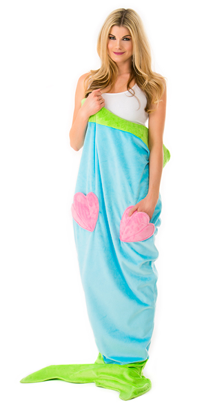 Turquoise Cuddle Mermaid Blanket, Fleece Mermaid Blanket, Cute Mermaid Blanket