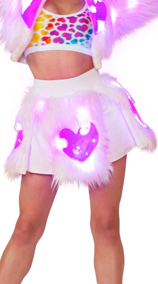 Light-Up Pink Heart Shag Skirt, Light-Up Skirt, Dancewear Skirt