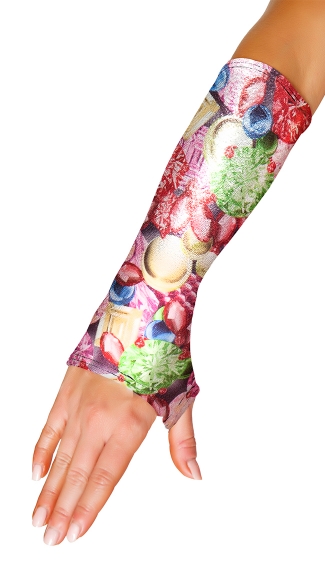 Metallic Gem Fingerless Gloves, Gem Print Gloves