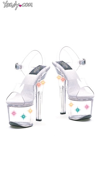 7\" Heel Sandal With Multicolor Lights, Light Up Sandals