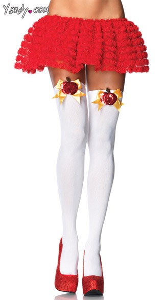 Poison Apple Stockings, White Costume Stockings