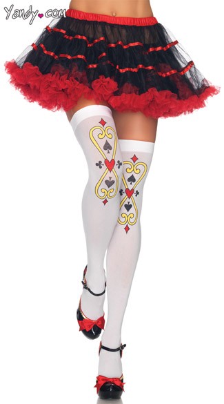 Royal Scroll Stockings, Scroll Print Thigh Highs