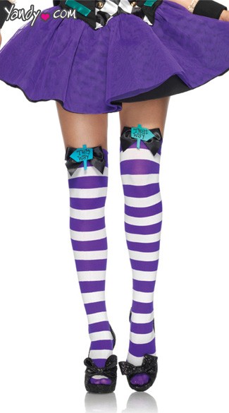 Mad Hatter Thigh Highs, Mad Hatter Stockings, Alice in Wonderland Stockings
