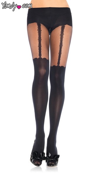Spandex Garterbelt Look Pantyhose