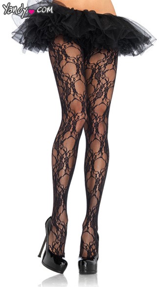Flower Print Lace Pantyhose