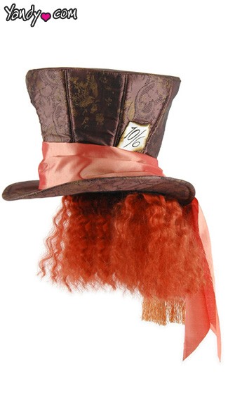 Movie Madhatter With Hair Hat. Alice in Wonderland Mad Hatter Wig and Hat