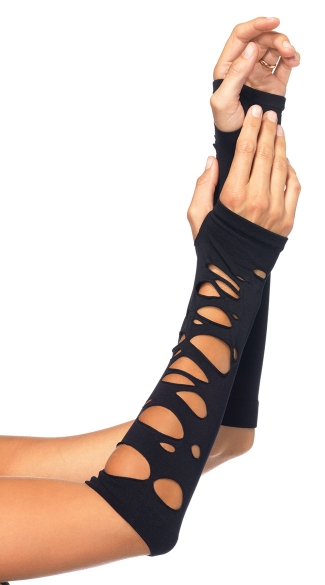 Distressed Arm Warmers, Black Arm Warmers, Cut Out Gloves, Fingerless Gloves
