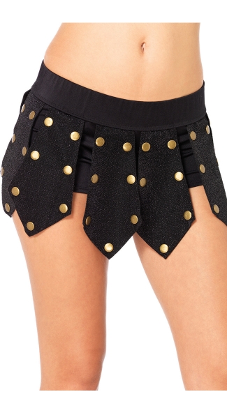Studded Warrior Skirt, Studded Panel Boyshorts, Pleated Warrior Skirt