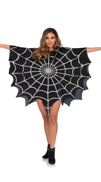 Glitter Web Poncho, Spider Web Poncho - Yandy.com