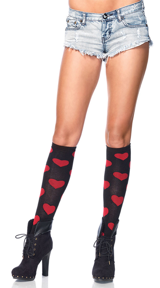 Love Sick Heart Knee High Socks, Valentine\'s Day Socks, Heart Socks