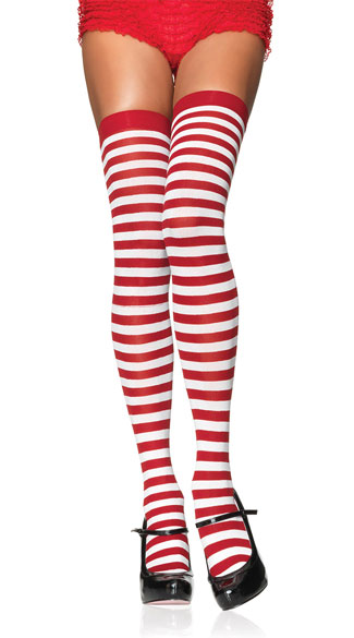 Nylon Striped Stockings, Red and White Striped Stockings, Zebra Black and White Stockings