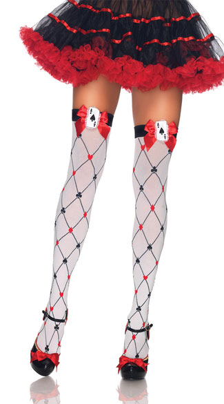 Diamond Card Suit Stockings, Red Queen Stockings