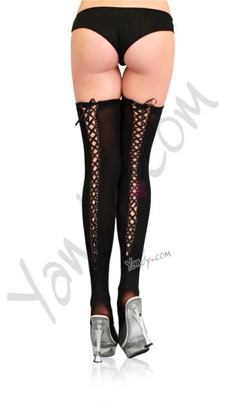 Opaque Stocking w/ Lace Up Back