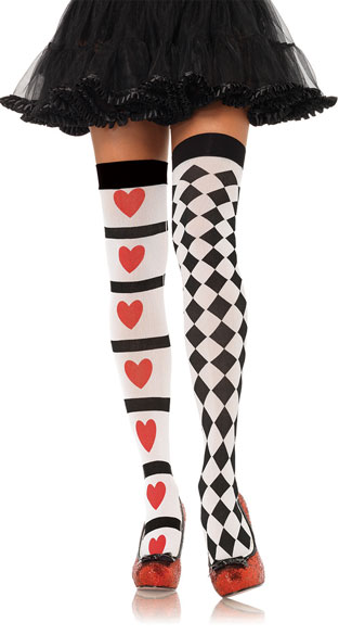 Harlequin and Heart Stockings, Costume Stockings, Jester Stockings