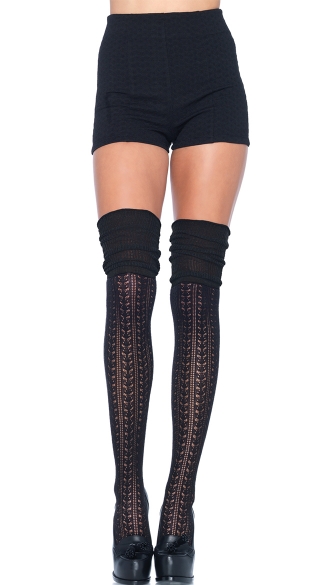 Cozy Patterned Thigh High Stockings, Thick Thigh High Patterned Socks, Patterned Fishnet Thigh High Stockings