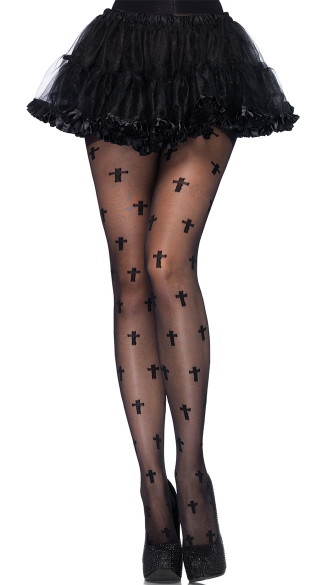 Sheer Cross Pantyhose, Halloween Pantyhose, Sexy Cross Pantyhose