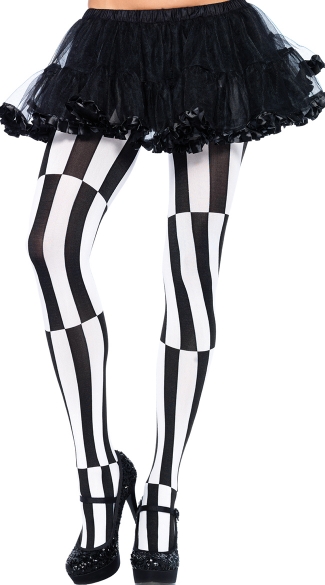 Striped Illusion Pantyhose, Black and White Striped Pantyhose