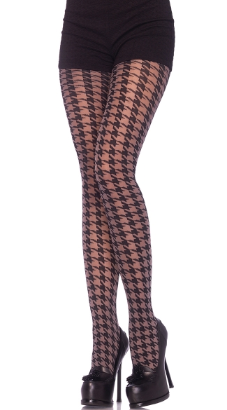 Houndstooth Sheer Pantyhose, Sheer Gray Pantyhose, Sheer Pantyhose