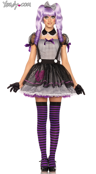 Dead Eye Dollie Costume, Sexy Dark Dollie Costume, Sexy Black and White Babydoll Costume