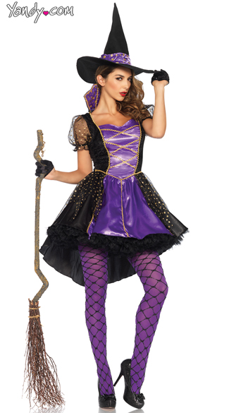 Crafty Vixen Witch Costume, Adult Witch Costume, Purple and Black Witch Costume